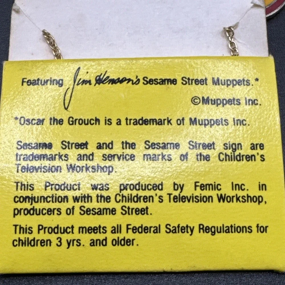 Vintage 1980s Oscar The Grouch Pendant Necklace - Sesame‎ Street